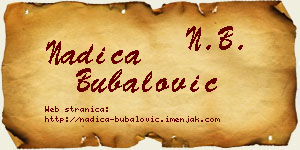 Nadica Bubalović vizit kartica